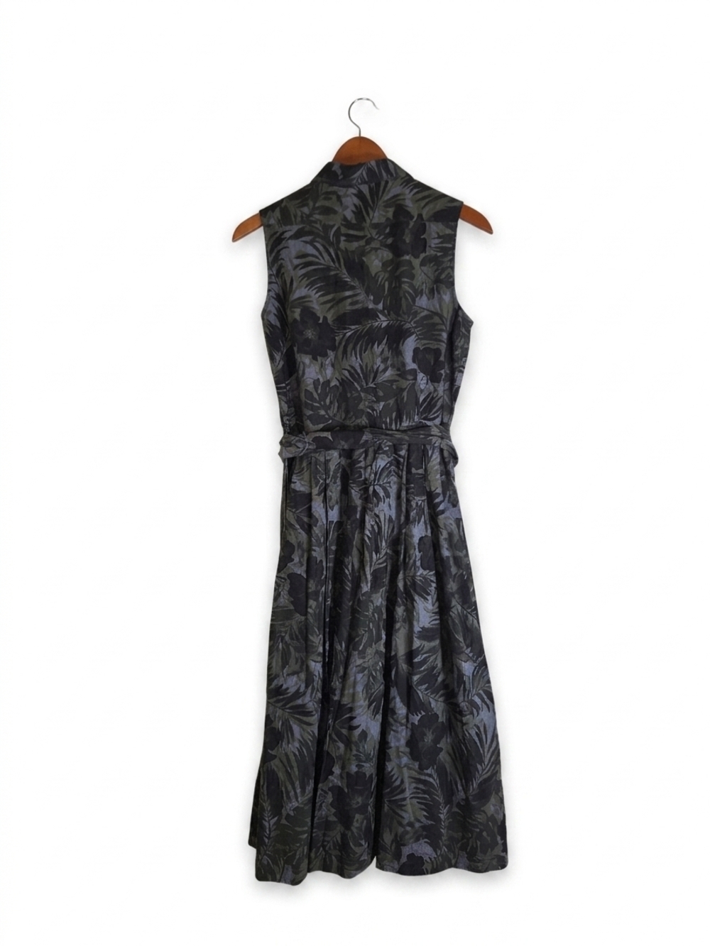 ANN MASHBURN Olive and Black Sleeveless Button-Front Midi Dress Size S - Picture 2 of 8